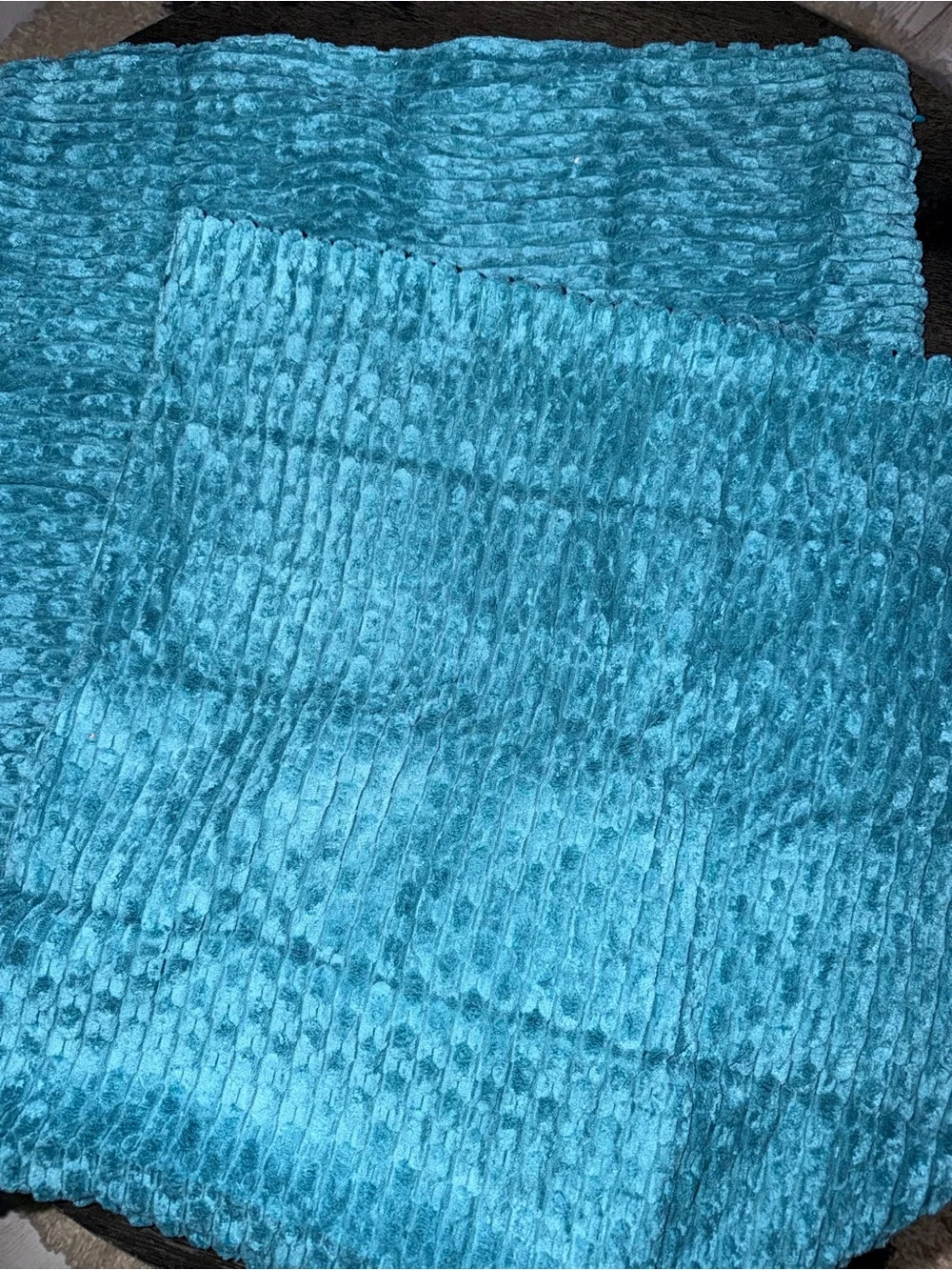 Textured Teal Knit Throw Pillow Cover Pair